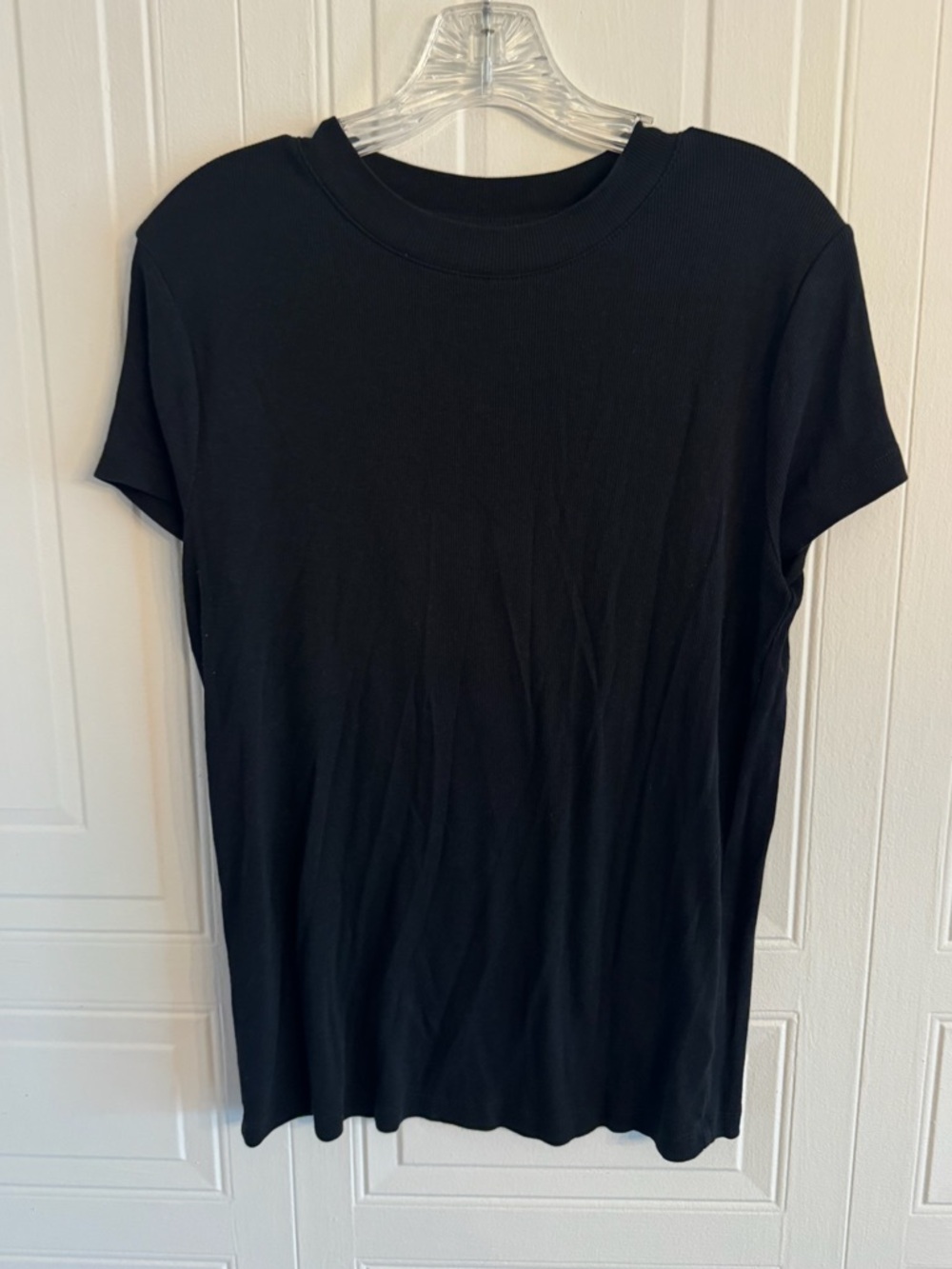 a new day Women's Black Crewneck Short-Sleeve Top Size XL
